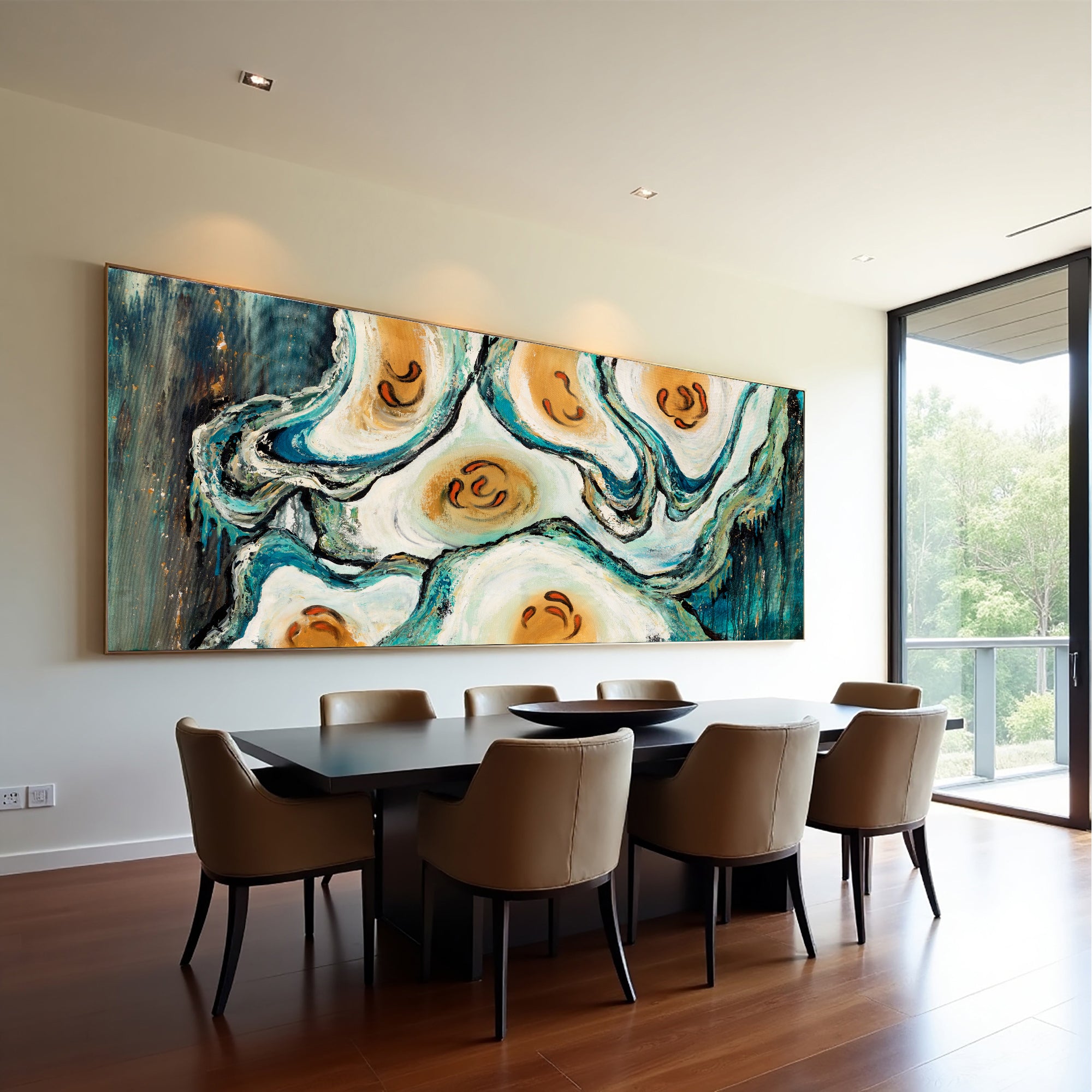 Erosion of Form coastal abstract painting with organic oyster forms