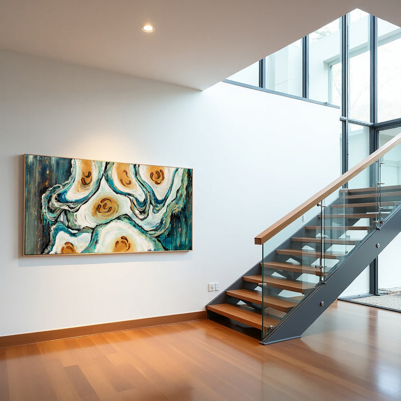 Erosion of Form oyster-inspired neutral abstract canvas painting