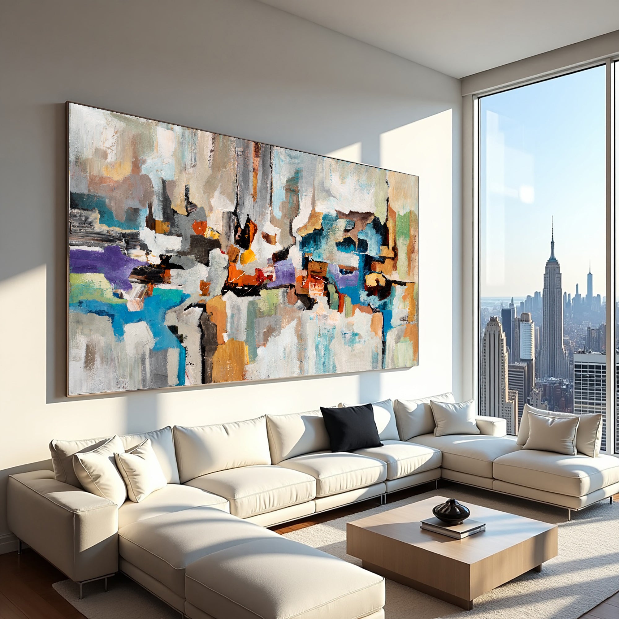 Restless Horizon neutral textured abstract painting on canvas