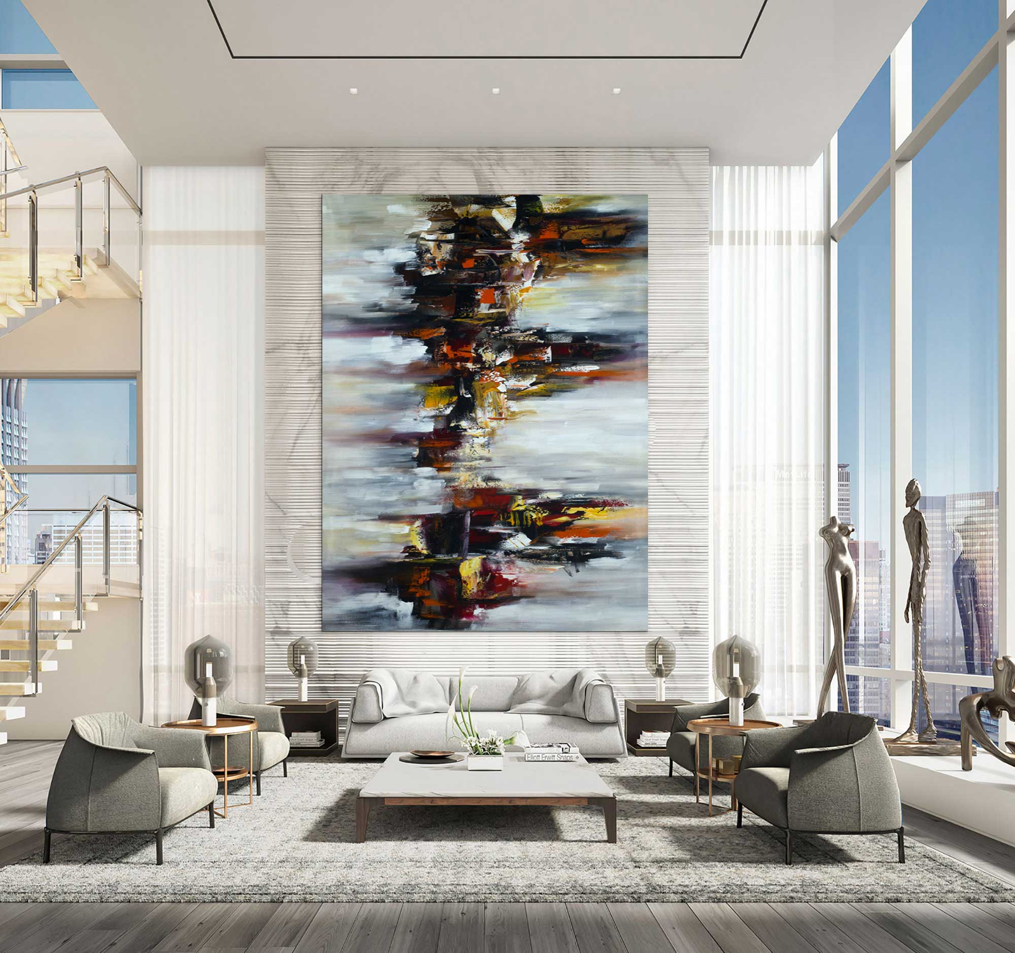 Autumn 3 - Abstract art category - extra large wall art - gallery wrap