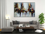 Autumn 3 - Abstract art category - grey sofa - modern living room background - black frame