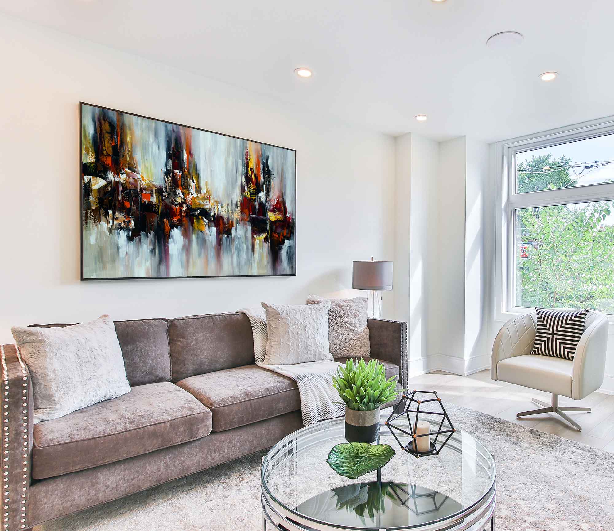 Autumn 3 - Abstract art category - living room side display - black frame