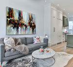 Autumn 3 - Abstract art category - open plan living room side display - metallic frame