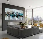 Bridge and the Skyscrapers - Cityscape art category - large art penthouse display - gallery wrap style