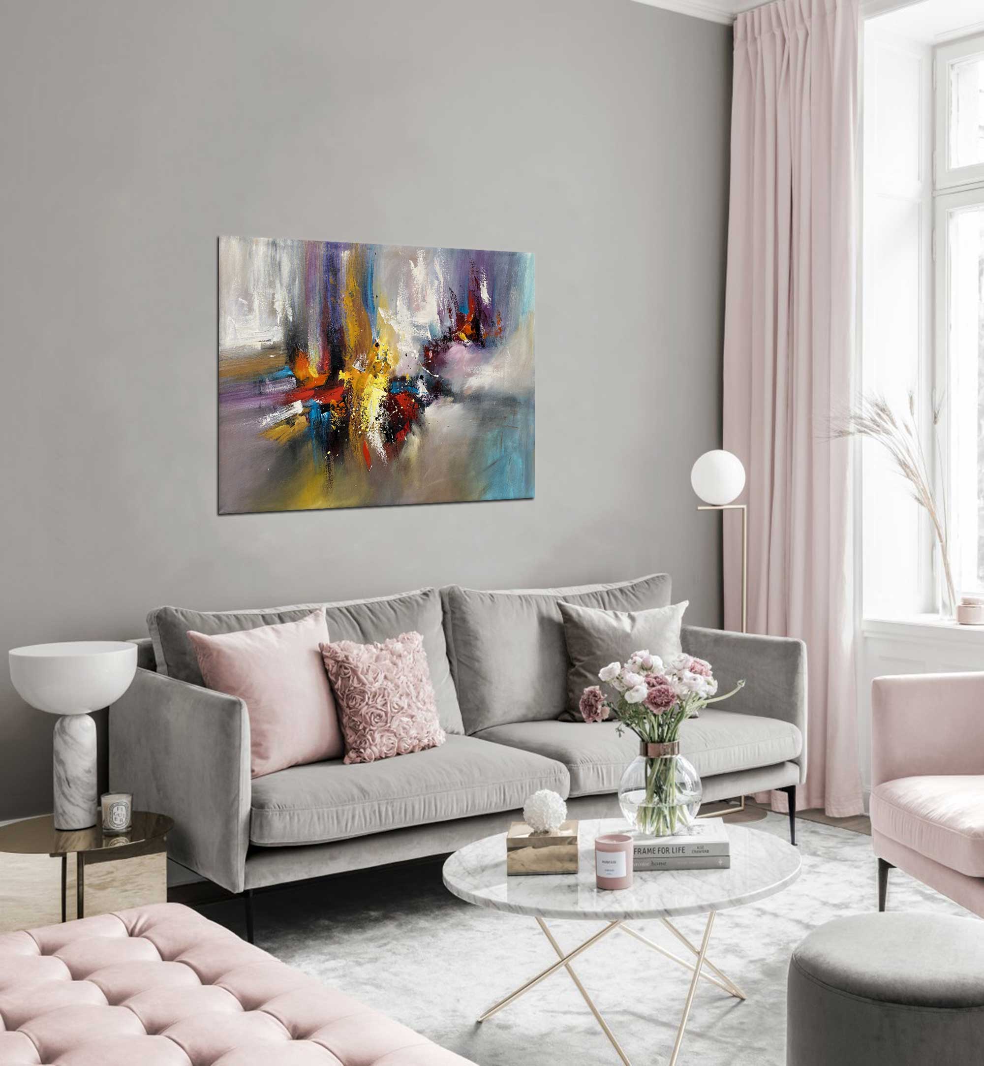 Colour Storm 2 - Abstract art category - Grey background - Gallery wrap style