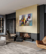 Colour Storm 2 - Abstract art category - modern living room fireplace display - gallery wrap style