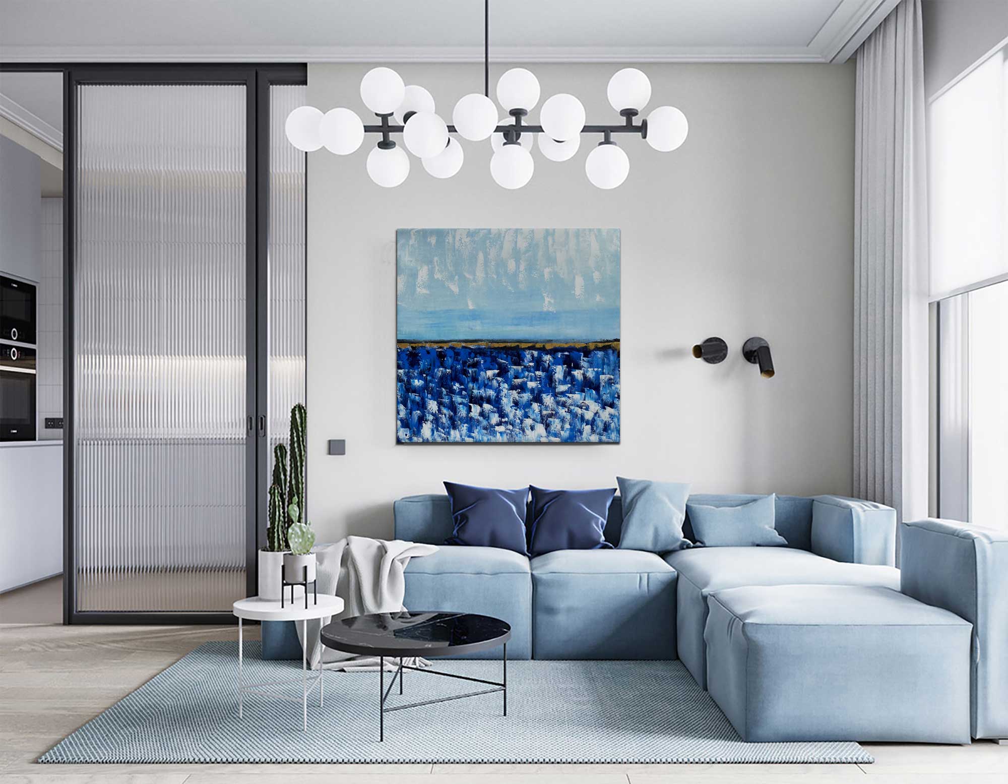 Cornflower Field - Abstract art category - Blue sofa background - gallery wrap style