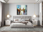 Dancing Colours 2 - Abstract art category - bedroom wall - golden frame