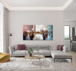 Dancing Colours 3 - Abstract art category - grey modern sofa living room background - gallery wrap style