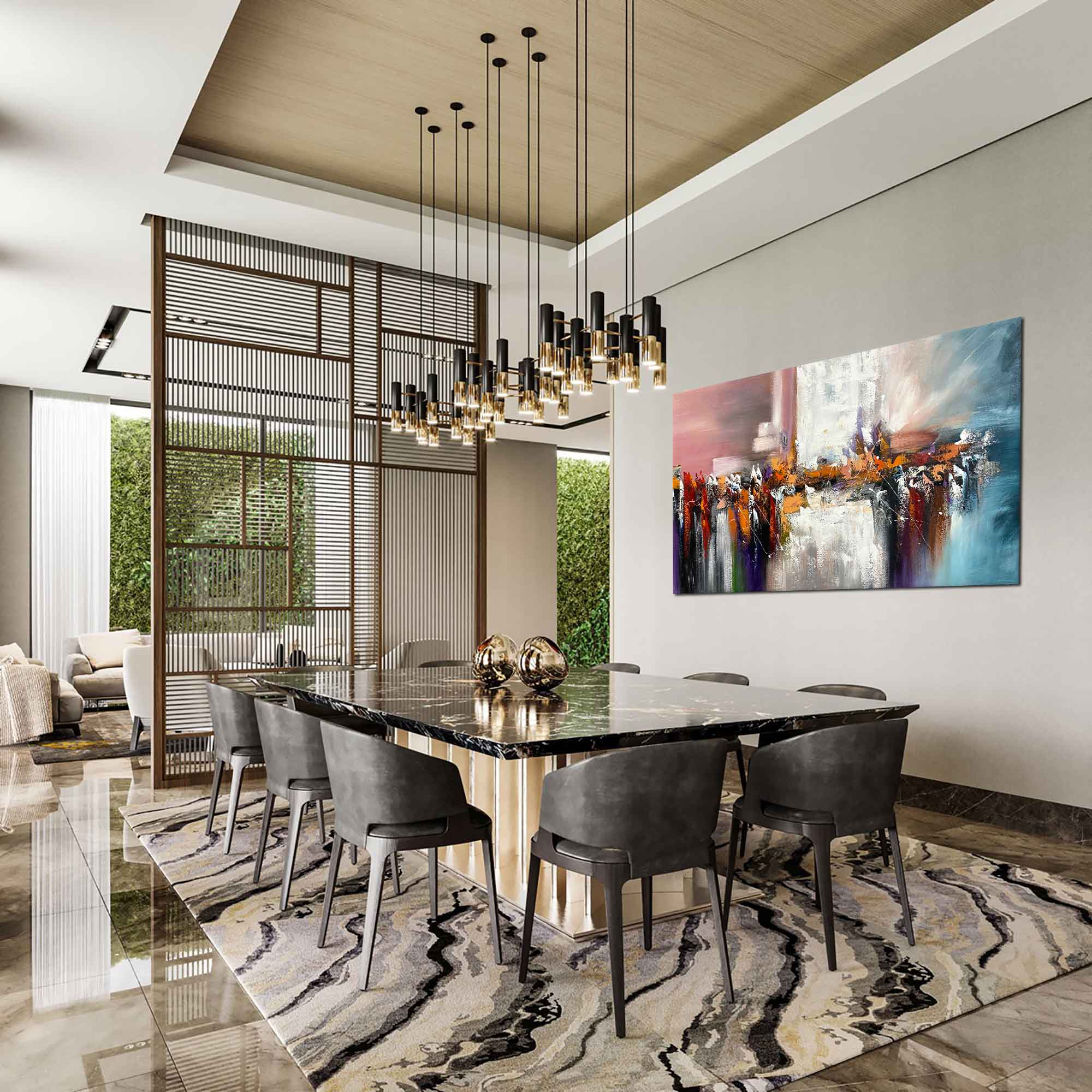 Dancing Colours 3 - Abstract art category - modern dining room background - gallery wrap style