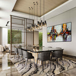 Dancing Duo - Abstract art category - modern dining room side display - black frame style