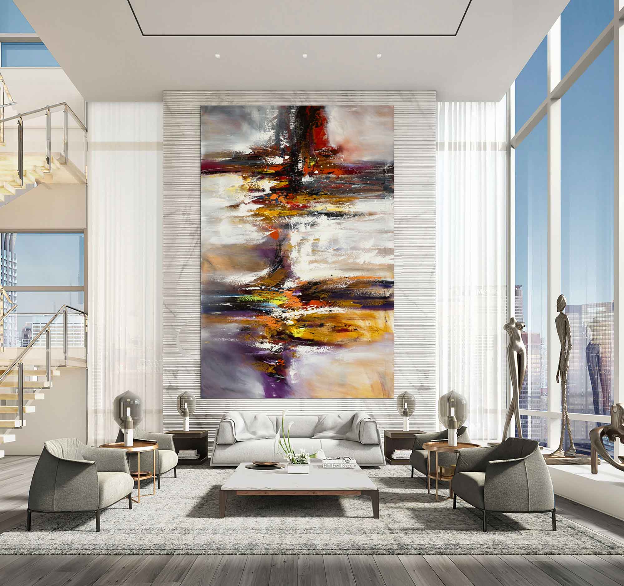 Dancing Together - Abstract art category - extra large wall art - gallery wrap