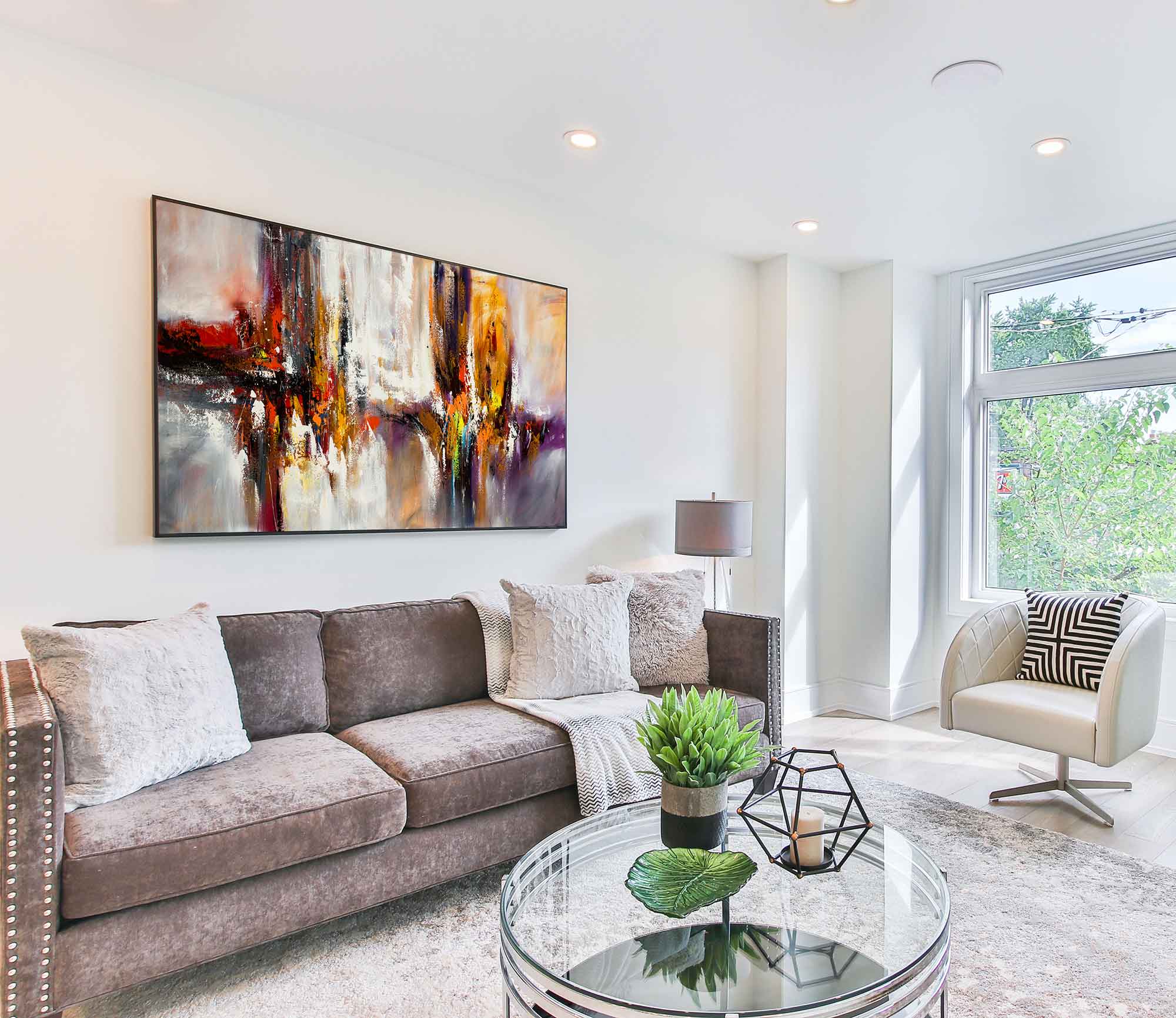 Dancing Together - Abstract art category - living room side display - black frame