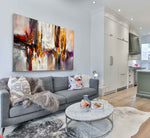 Dancing Together - Abstract art category - open plan living room side display - metallic frame