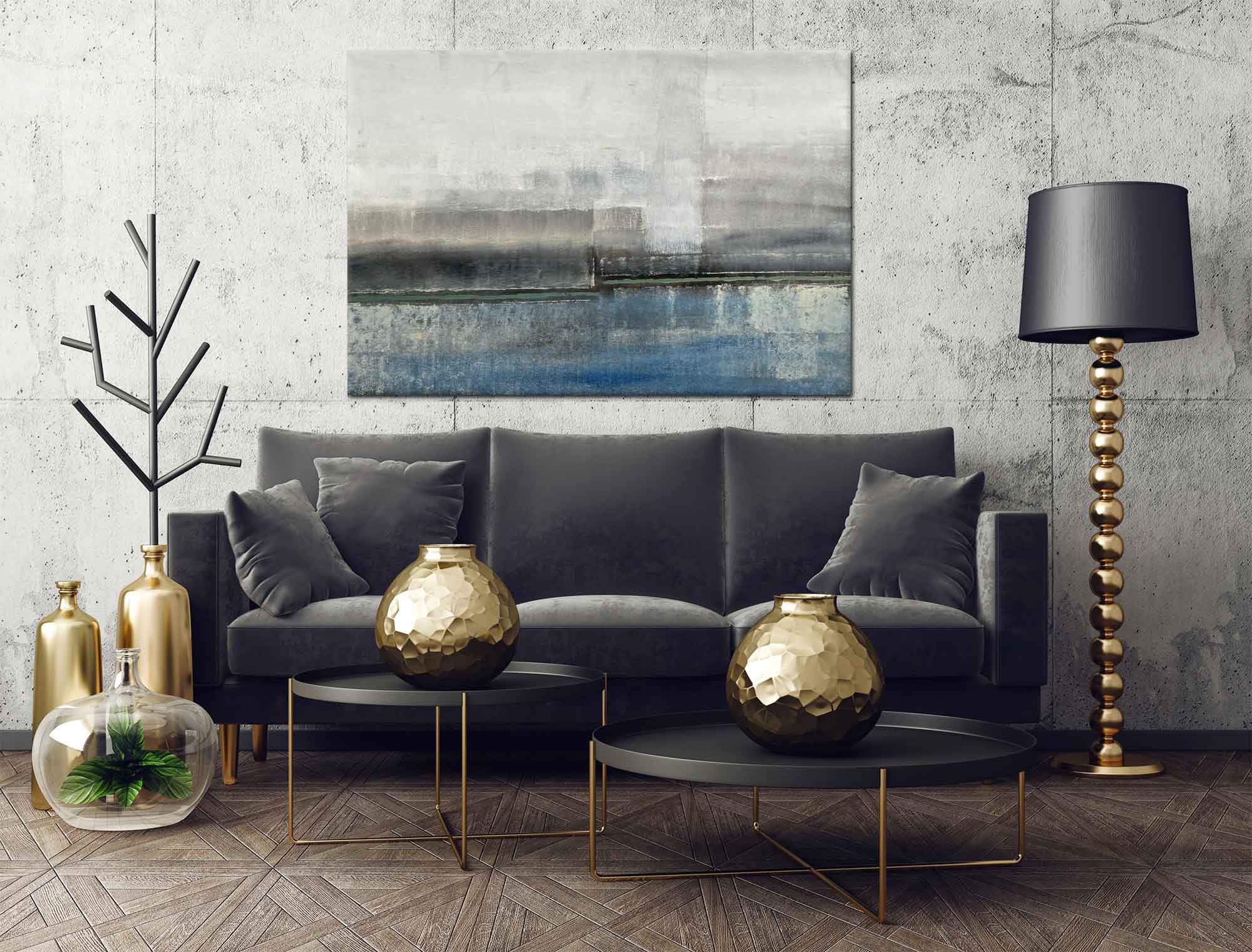 Foggy Day - Abstract art category - Black sofa background - gallery wrap style