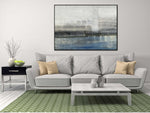 Foggy Day - Abstract art category - grey sofa display - black frame style