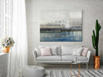 Foggy Day - Abstract art category - light grey sofa brick wall display - gallery wrap style