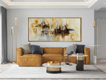 Harmony - Abstract art category - leather sofa - wall decor - golden frame