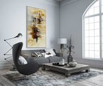 Harmony - Abstract art category - living room wall side view - white frame