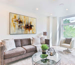 Harmony - Abstract art category - light brown sofa - living room side display - black frame