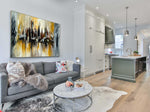 Hazy Downtown - Cityscape art category - open plan living room side display - golden silver frame style