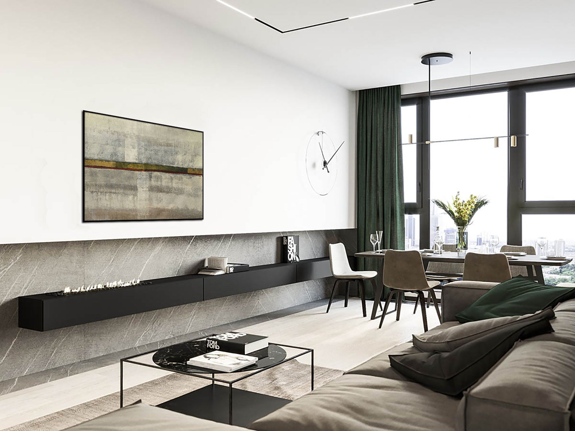 Hidden Treasure - Abstract art category - modern living room apartment background - black frame style