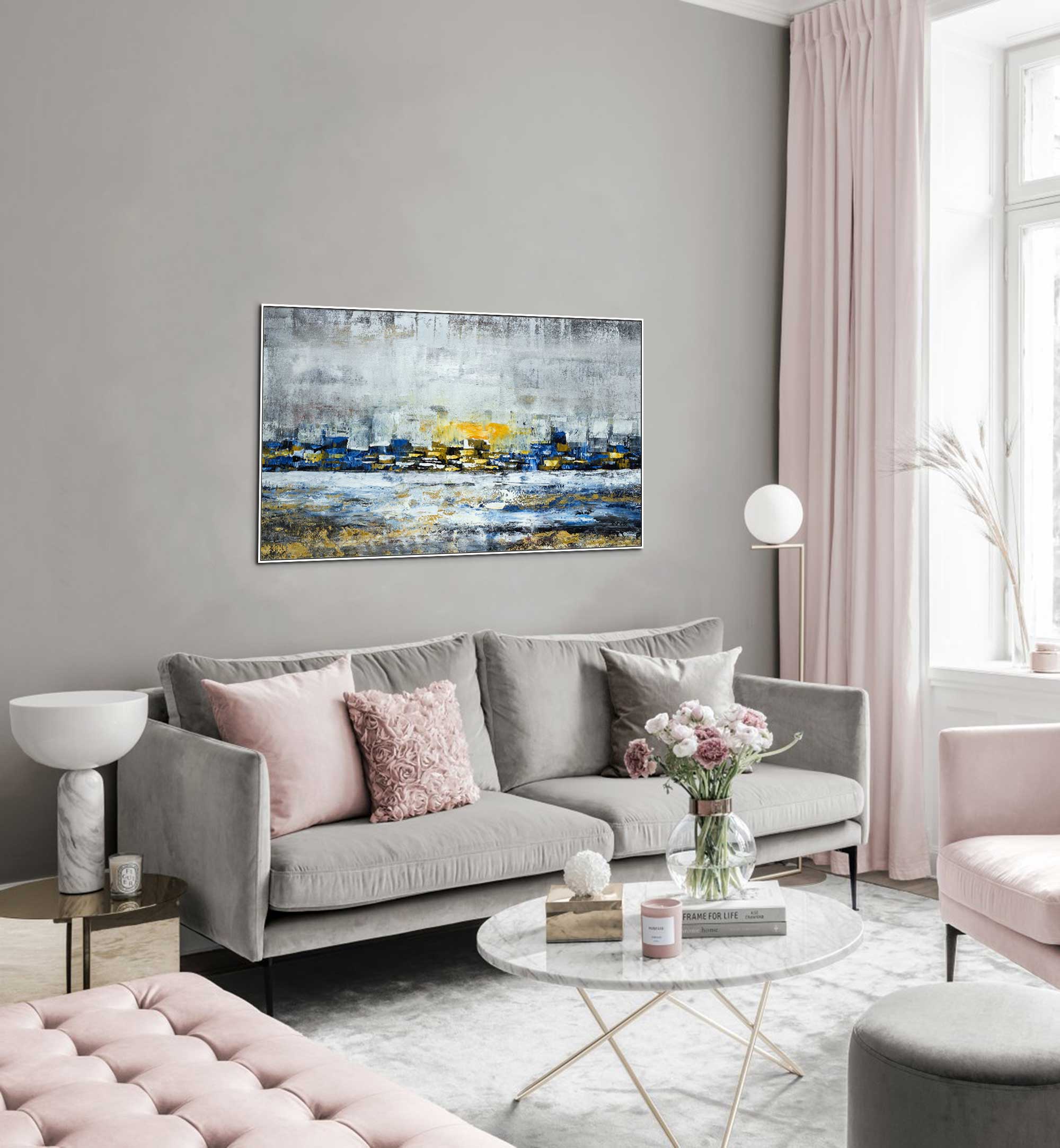 Hope - Abstract art category - Grey background - White frame style