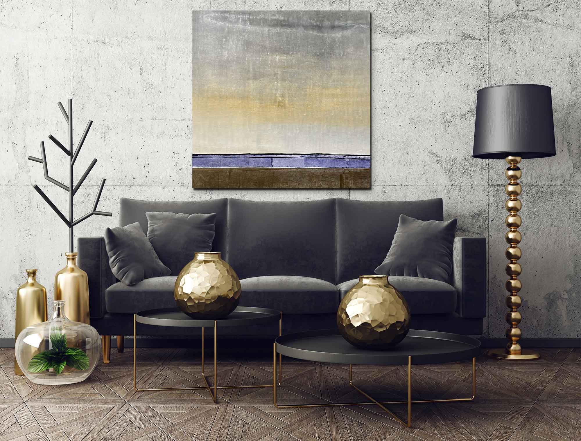 Lavender Field - Abstract art category - Black sofa background - gallery wrap style