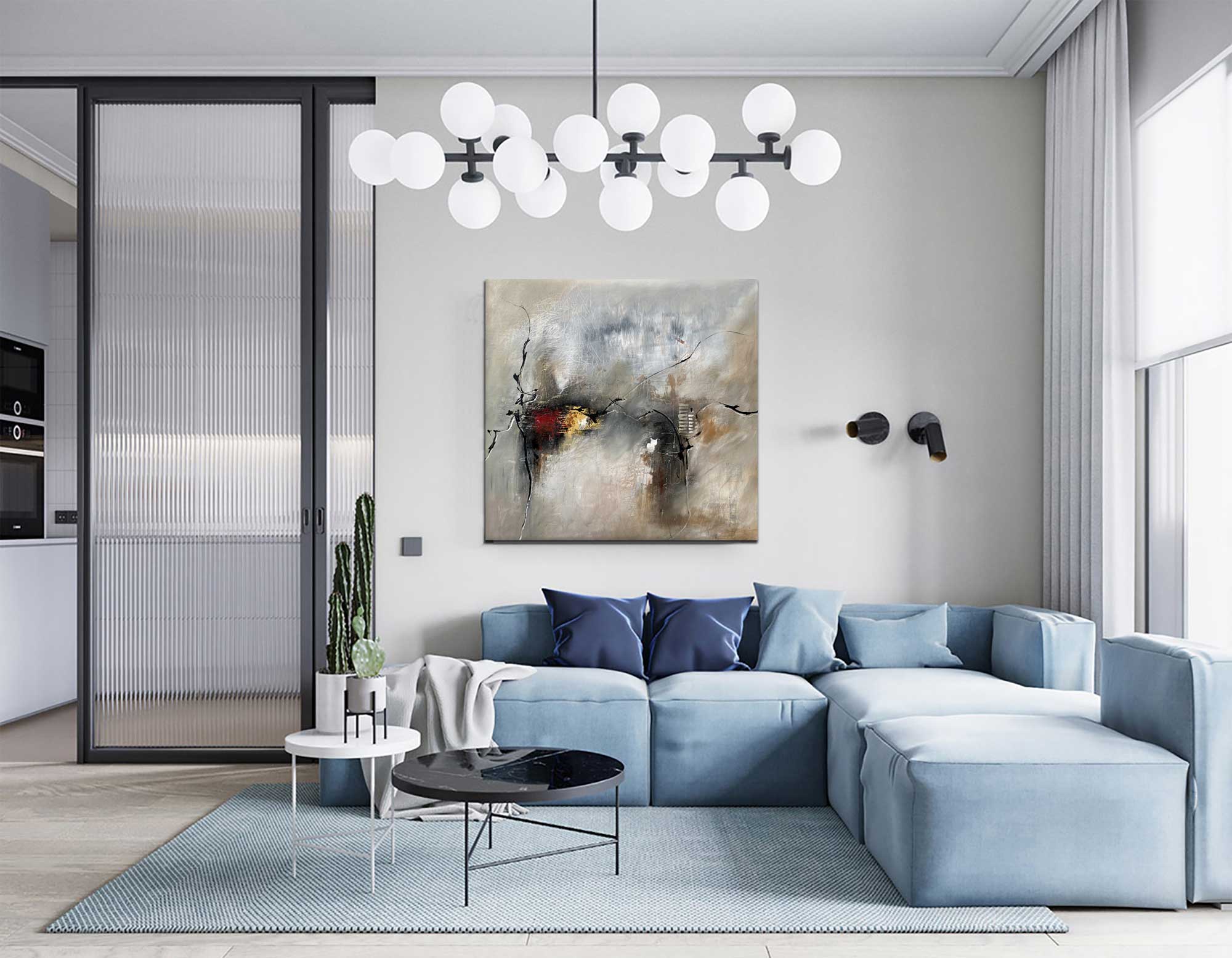 Revelation - Abstract art category - Blue sofa background - gallery wrap style