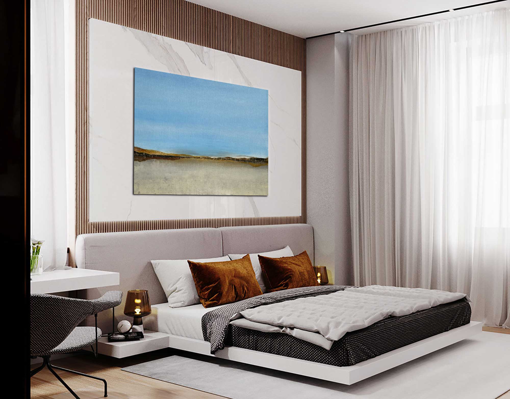 Sand Dunes - Abstract art category - modern bedroom room side view display - gallery wrap style