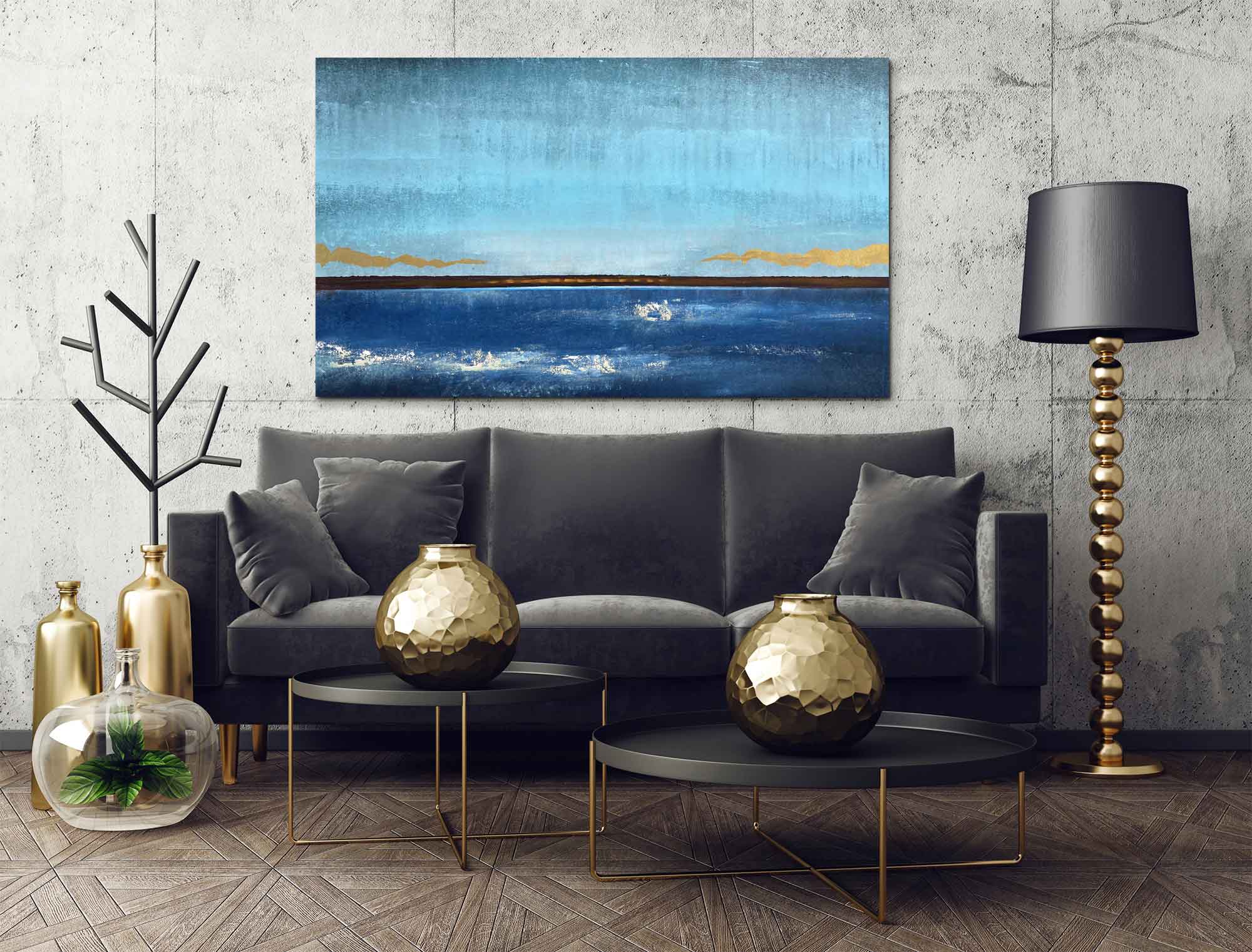 Sea Horizon - Seascape art category - Black sofa background - gallery wrap style