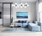 Sea Horizon - Seascape art category - Blue sofa background - white frame
