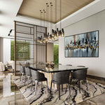 Skyscrapers at Night - Cityscape art category - modern dining room background - black frame style