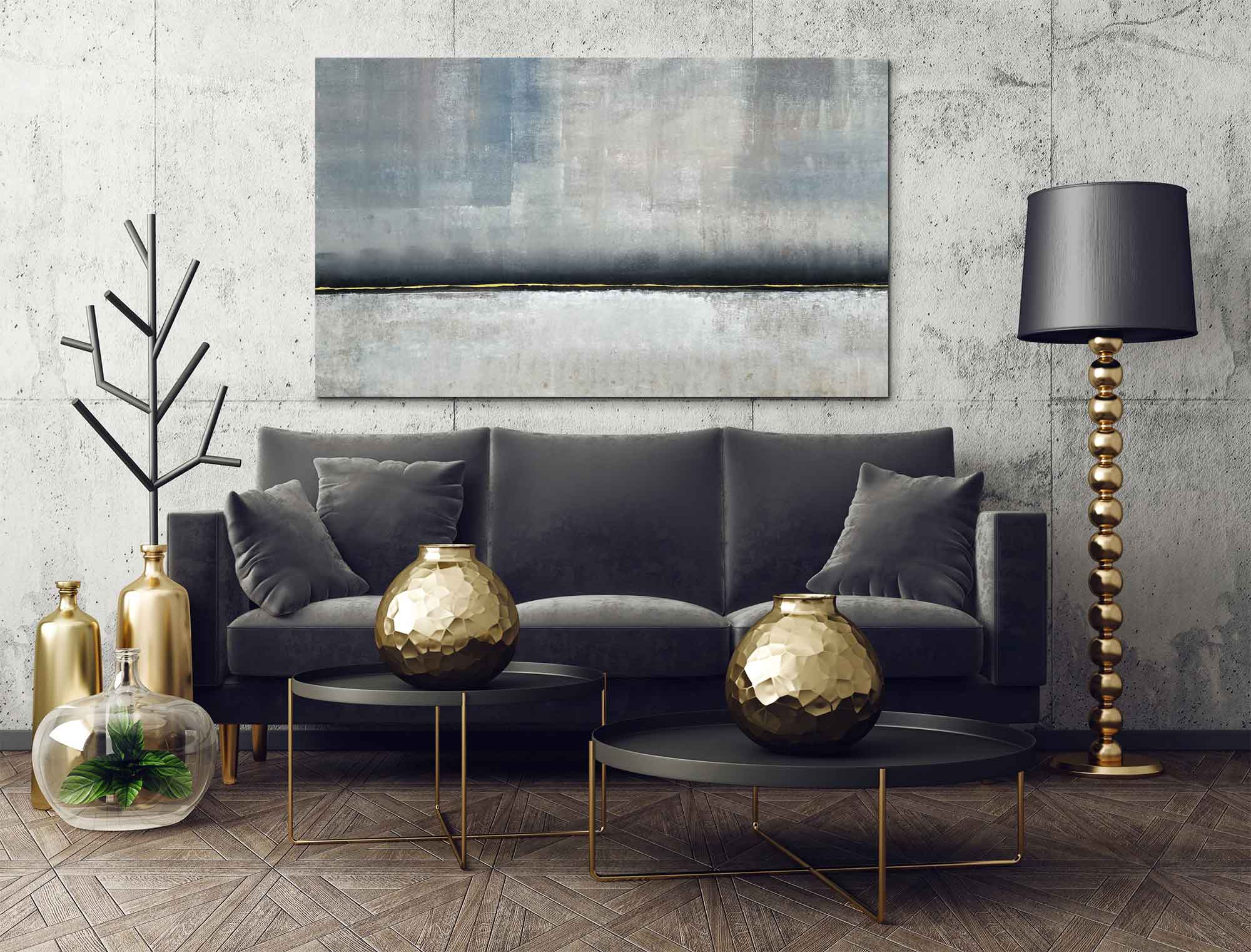 Stillness - Abstract art category - Black sofa background - gallery wrap
