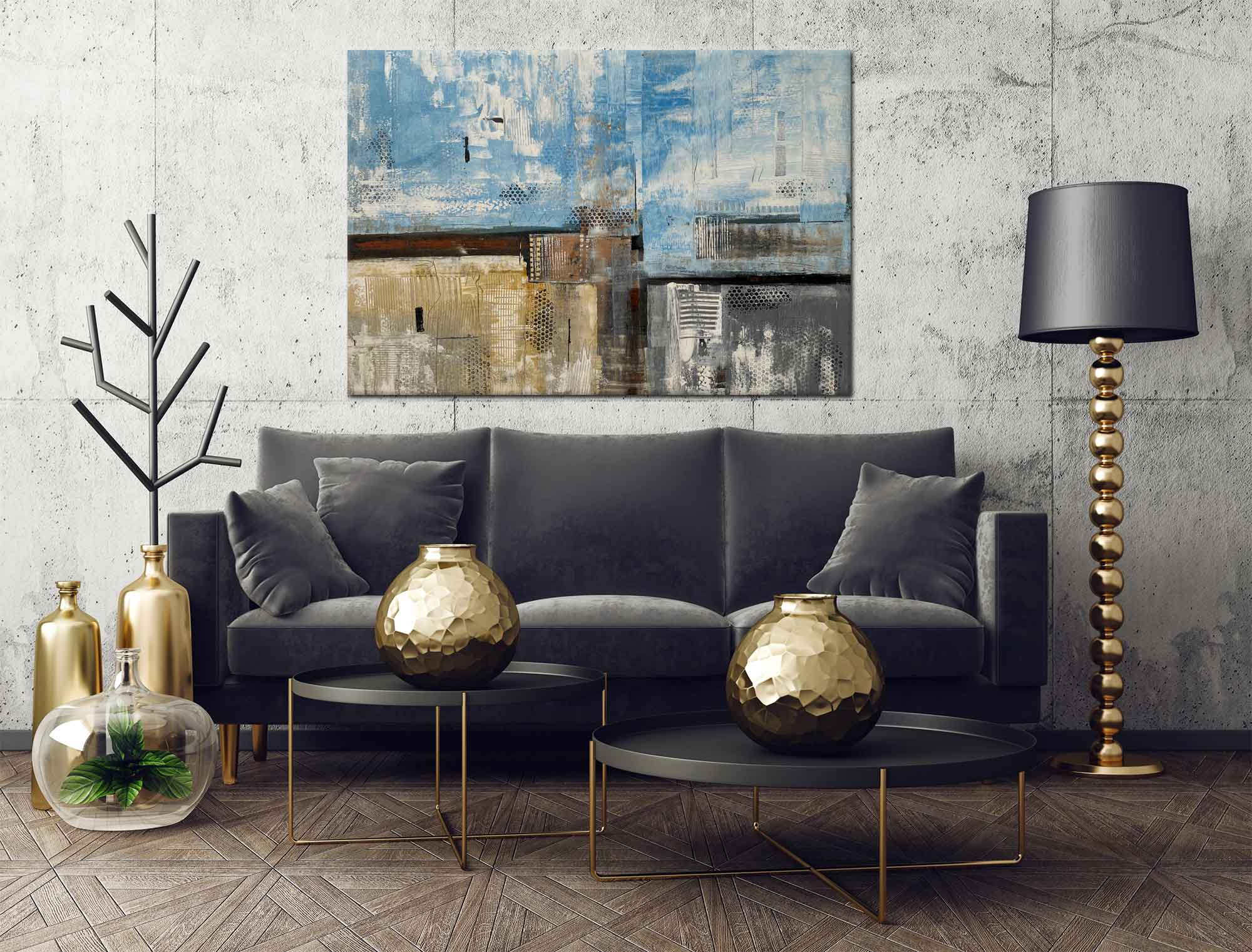 Summer Day - Abstract art category - Black sofa background - gallery wrap style