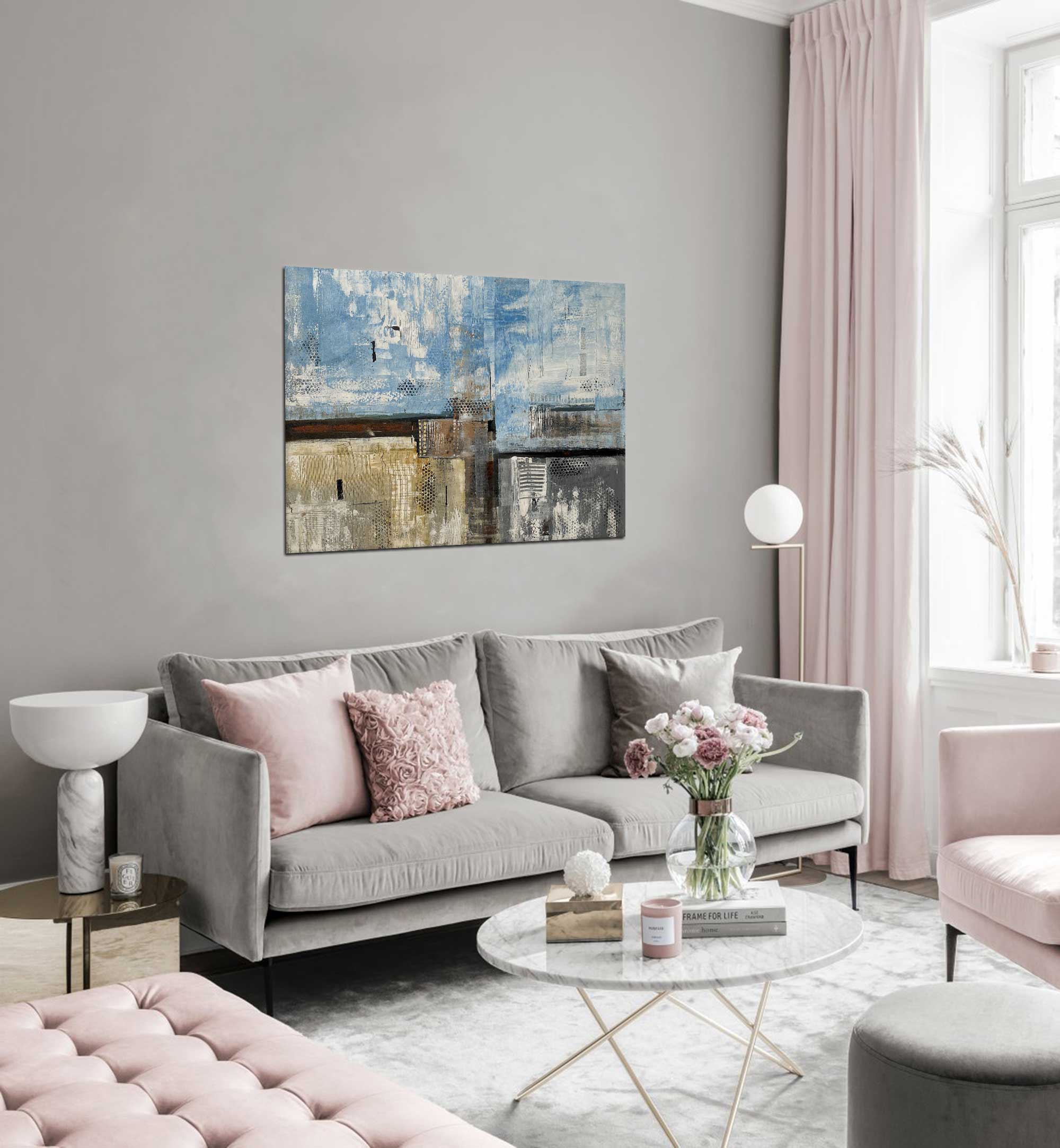 Summer Day - Abstract art category - Grey background - Gallery wrap style