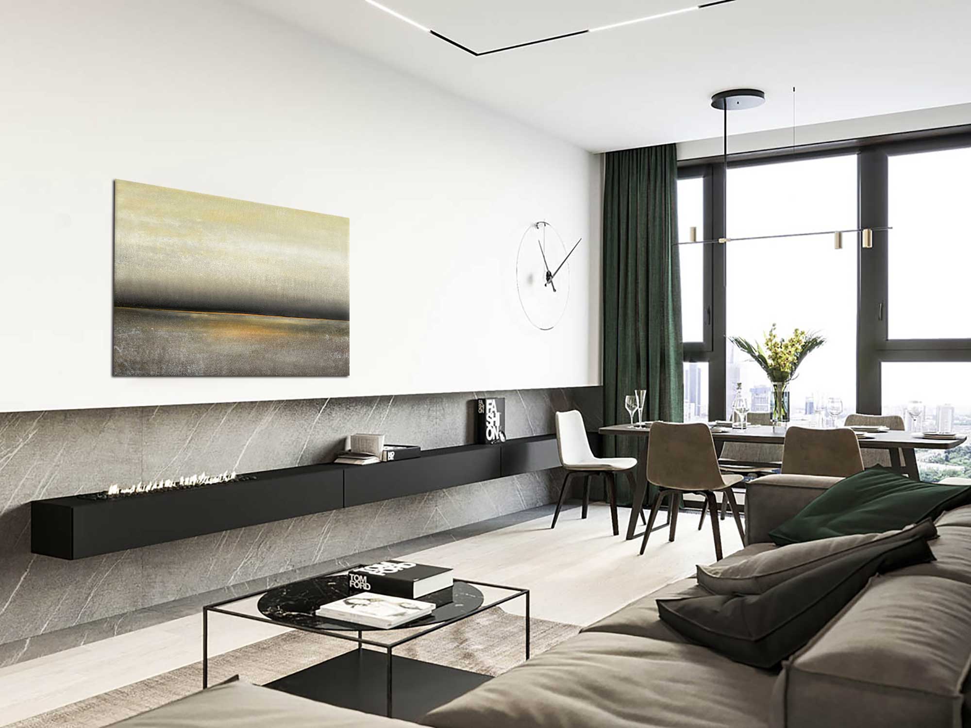 Sunset - Abstract art category - modern living room apartment background - gallery wrap style