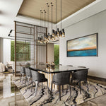 Sunset Horizon - Seascape art category - modern dining room background - black frame