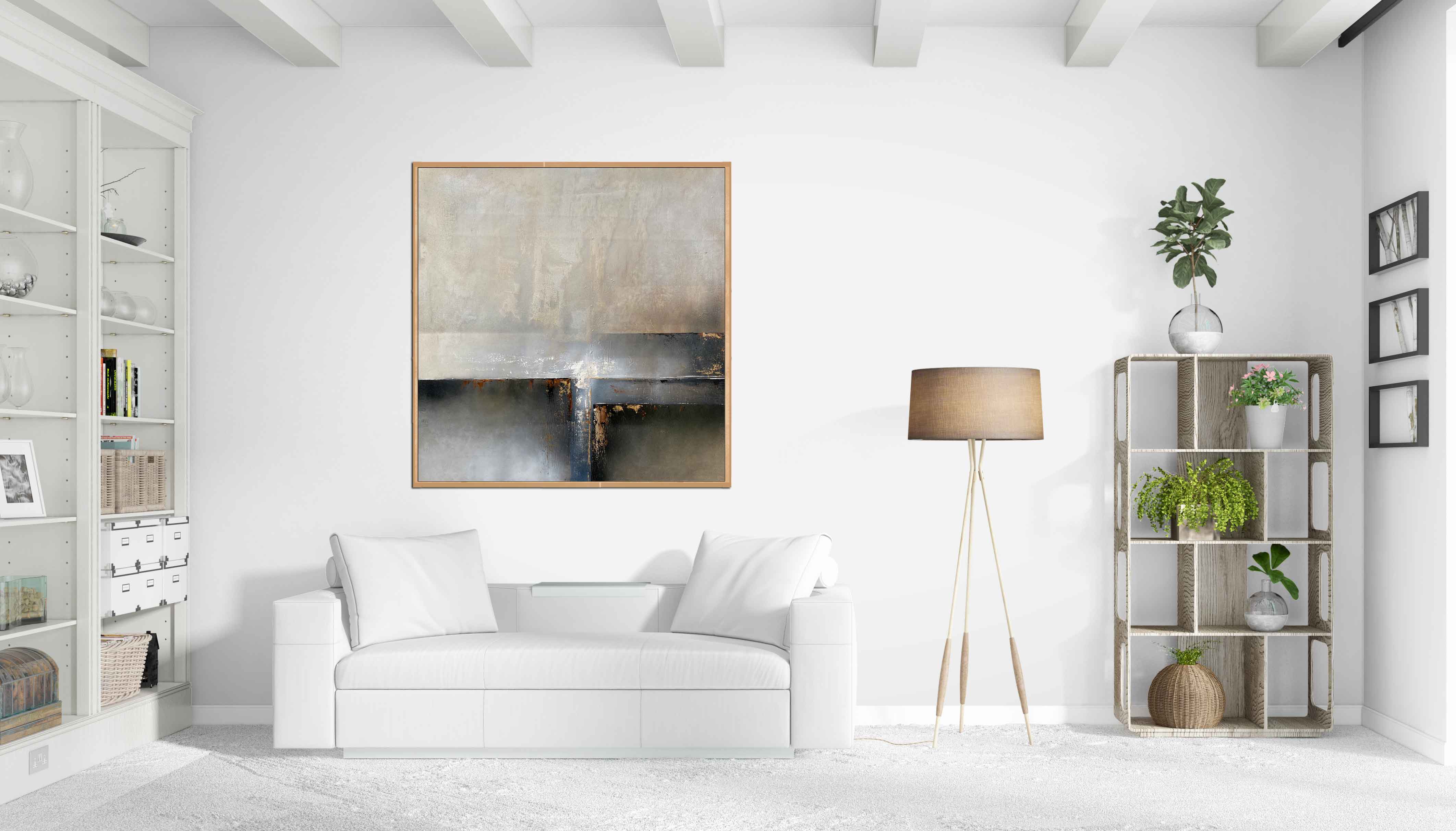 The Pathway - Abstract art category - White sofa background - wooden frame style