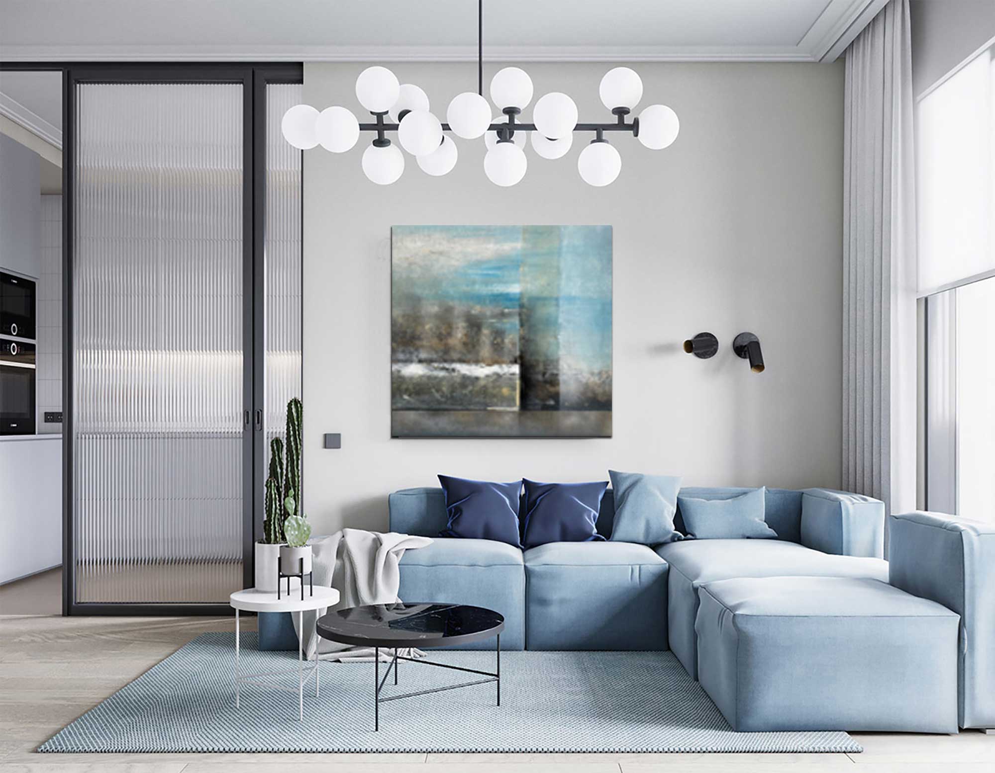 Underwater - Abstract art category - Blue sofa background - gallery wrap style