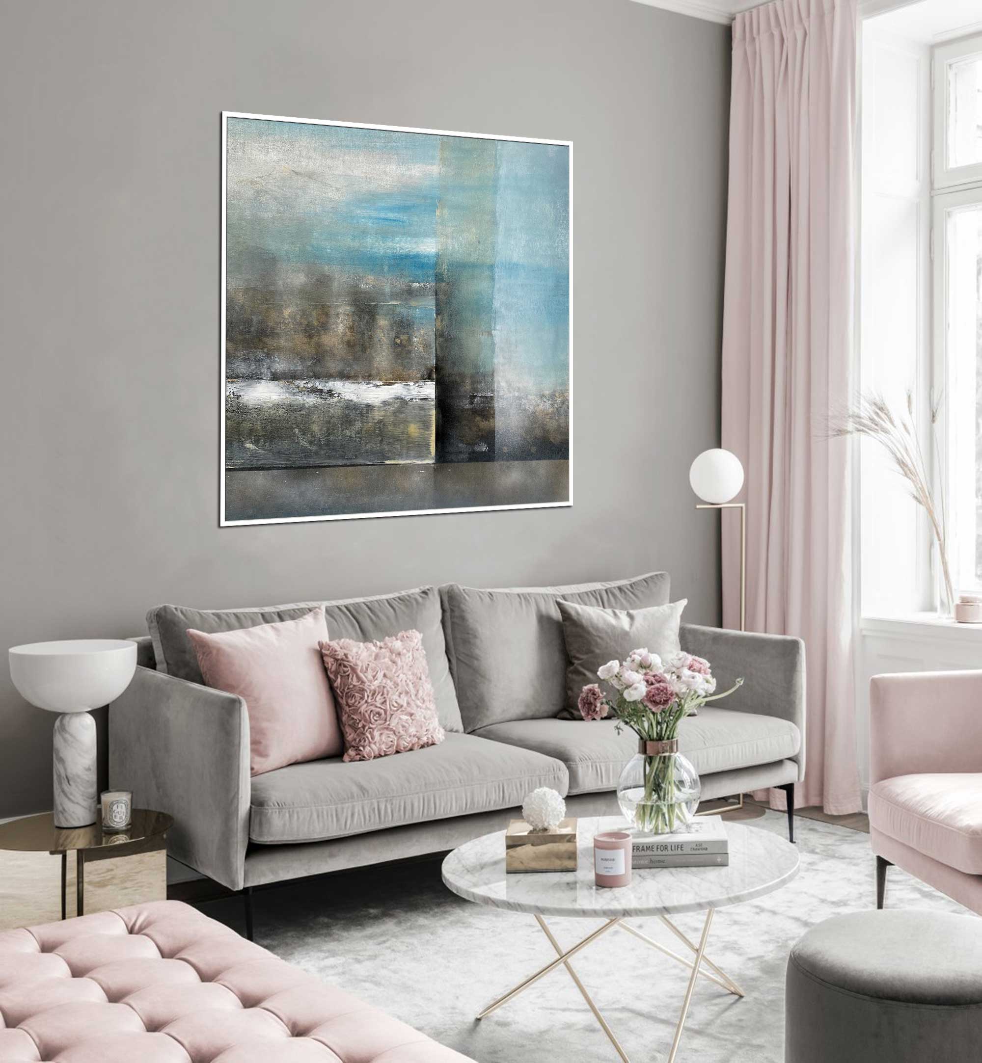 Underwater - Abstract art category - Grey background - White frame style