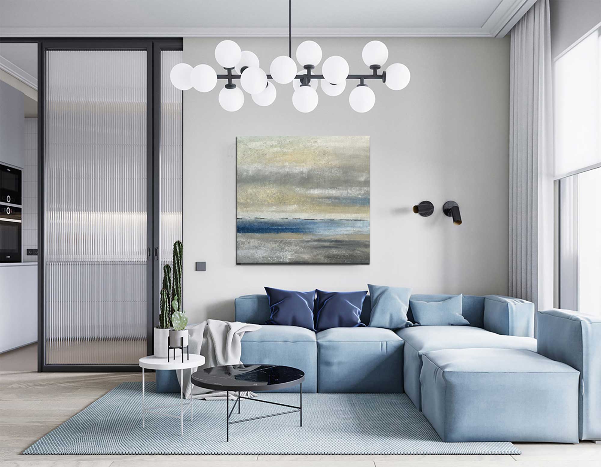 Venus - Abstract art category - Blue sofa background - gallery wrap style