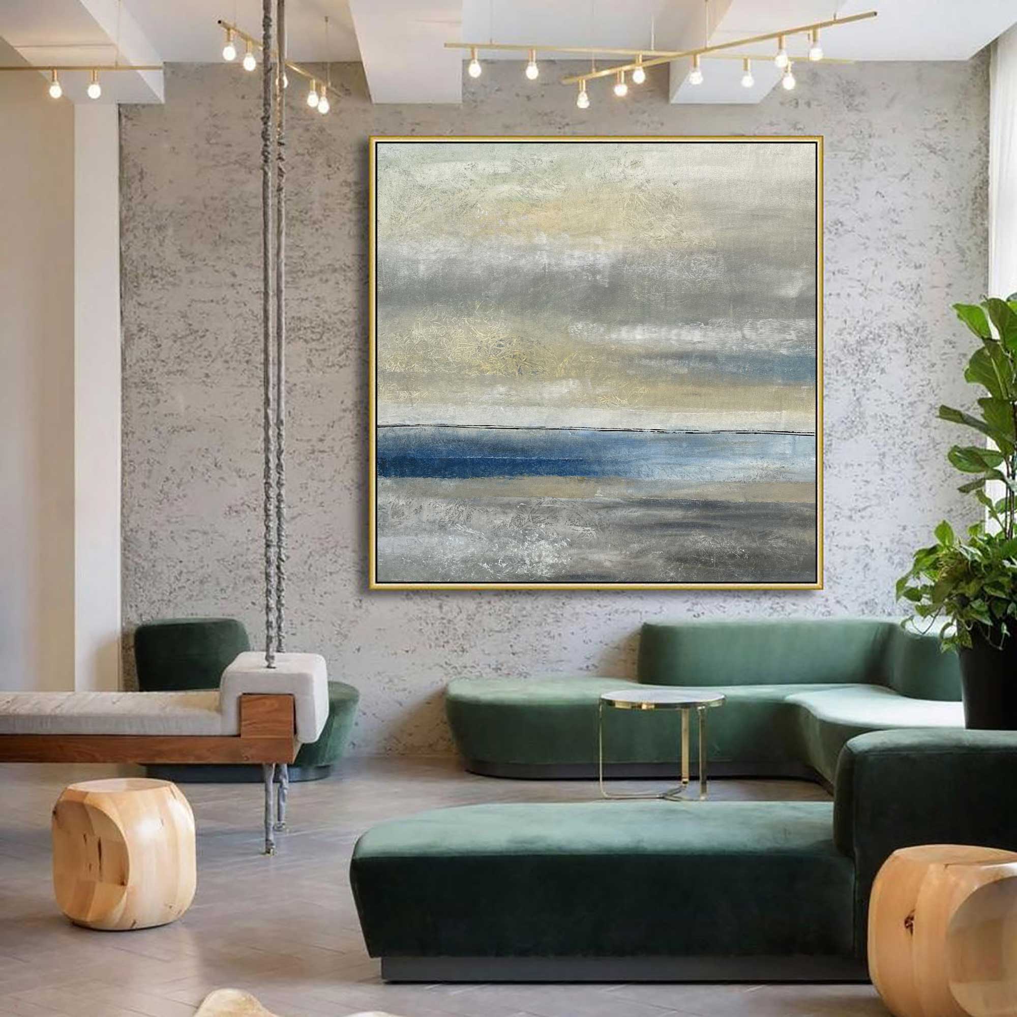 Venus - Abstract art category - Modern - green sofa background - golden frame style