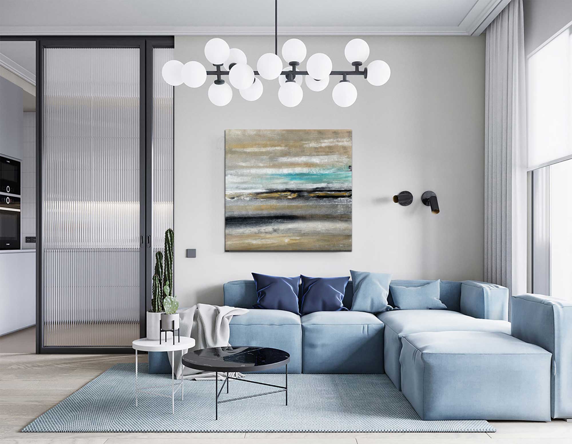 Wilderness 3 - Abstract art category - Blue sofa background - gallery wrap style