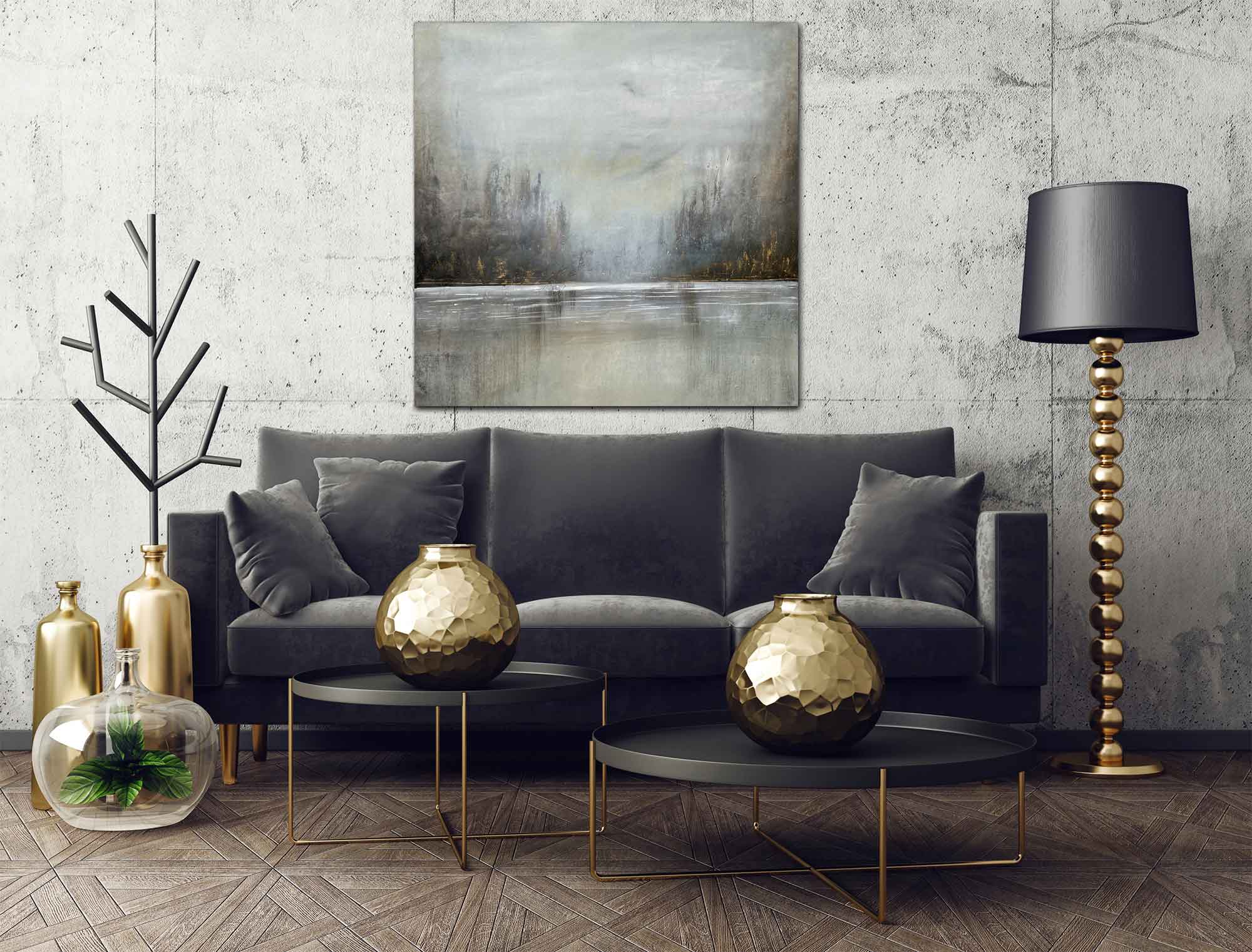 Winter Forest - Abstract art category - Black sofa background - gallery wrap style.