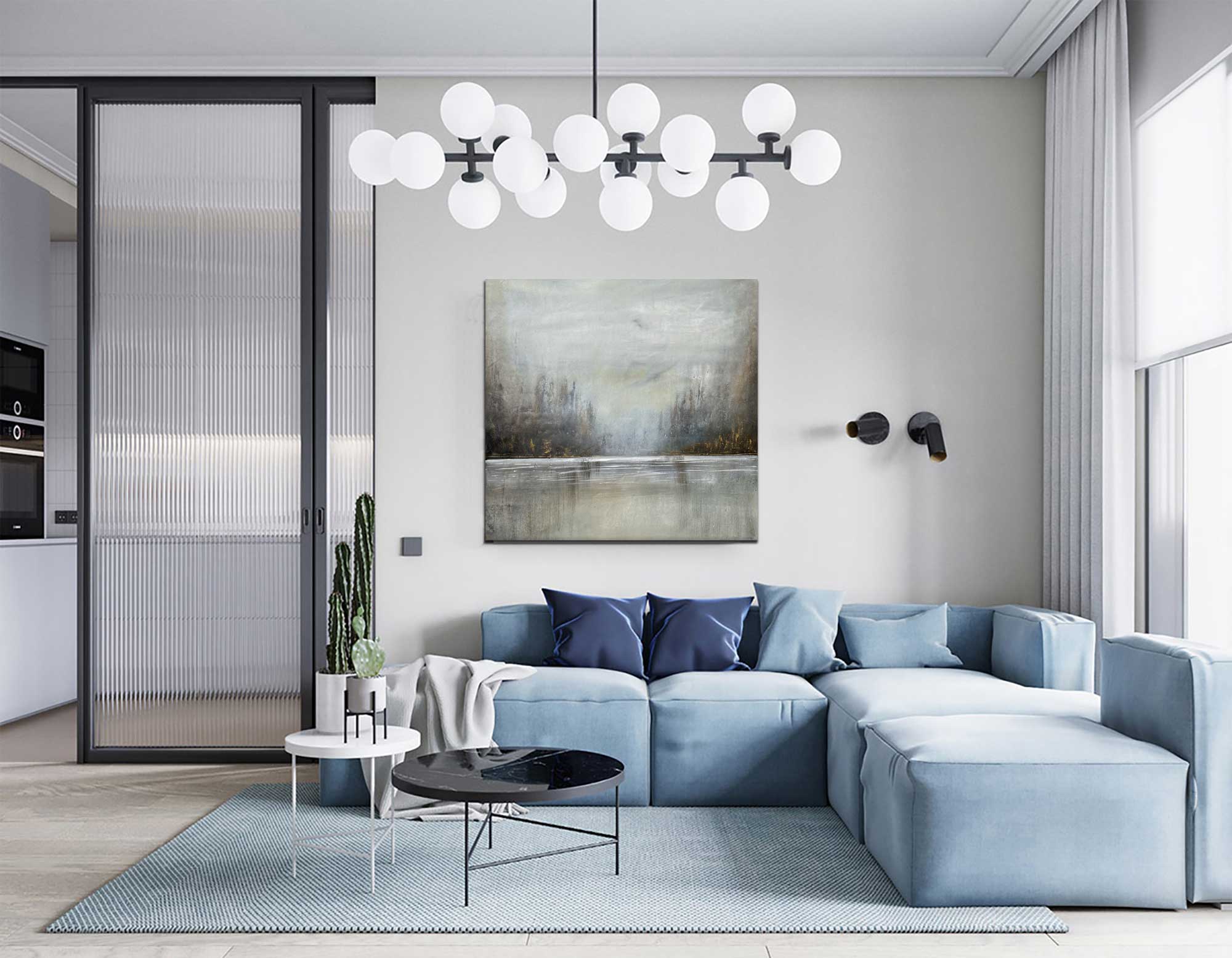 Winter Forest - Abstract art category - Blue sofa background - gallery wrap style