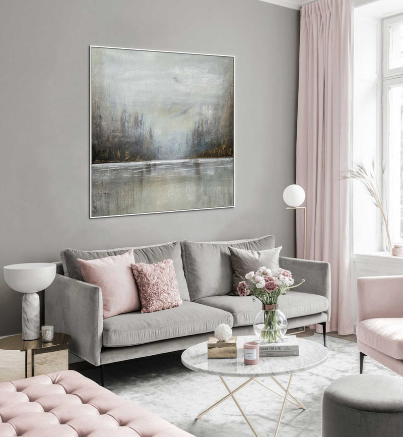 Winter Forest - Abstract art category - Grey background - White frame style