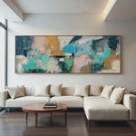 Fading Terrains – Large Teal Abstract Painting