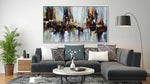 Autumn 3 - Abstract art category - dark grey corner sofa living room background - white frame