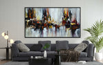 Autumn 3 - Abstract art category - dark grey modern sofa living room background - black frame